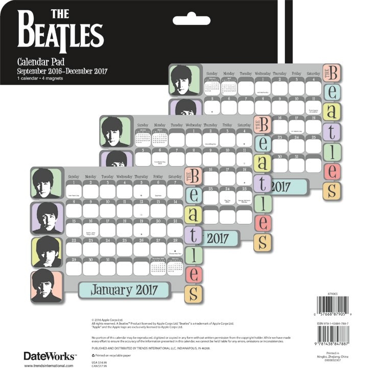 Beatles Calendars -Beatles Fab Four Store Exclusively Beatles Only ...