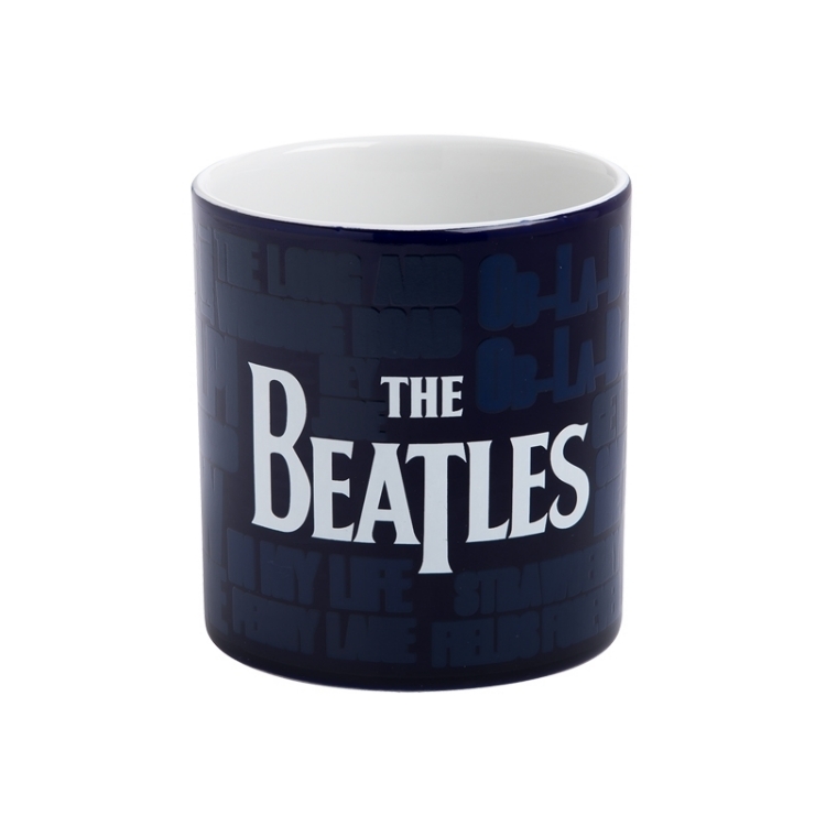 Picture of Beatles Mugs: The Beatles "Song Titles Drop T" Heat Reactive 20oz Ceramic Mug