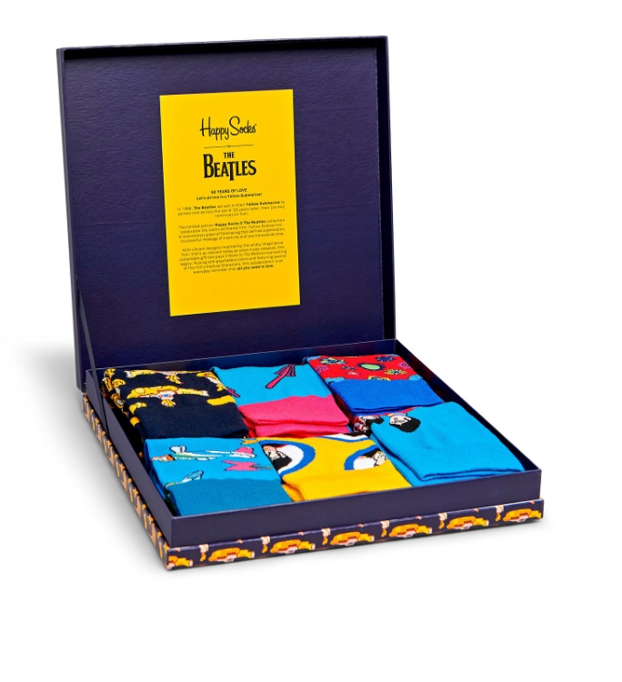 Picture of Beatles Socks: Happy Socks Unisex LP SIZE BOXSET 6 pairs of Yellow Submarine Socks