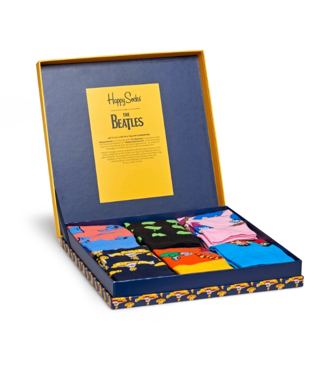 Picture of Beatles Socks: Happy Socks Unisex LP SIZE BOXSET 6 pairs of Happy Yellow Submarine Socks