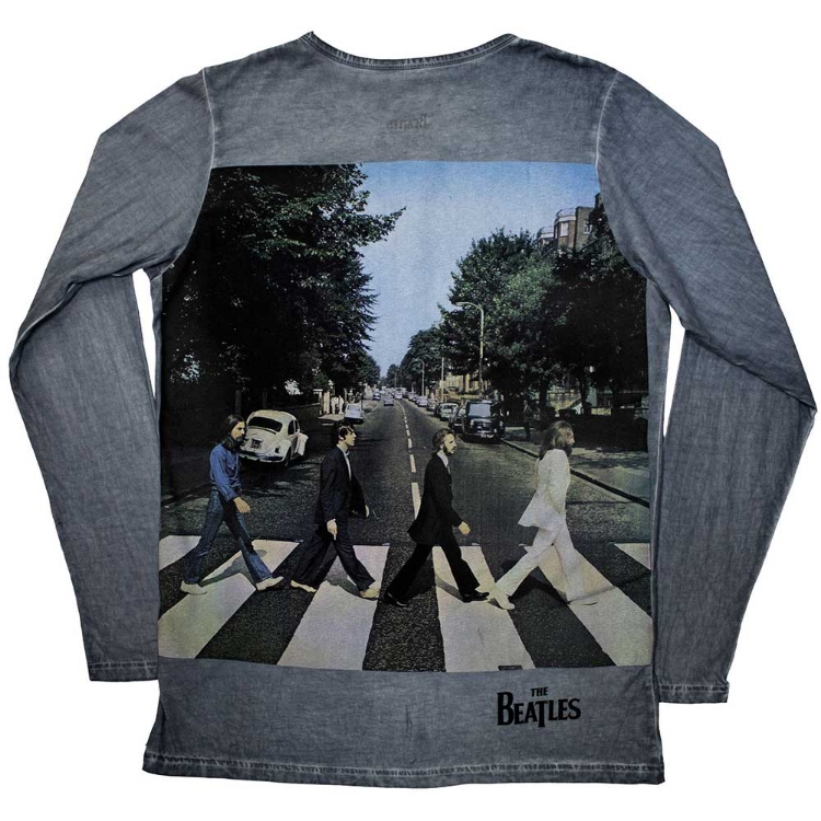 Picture of Beatles Adult T-Shirt: Abbey Road Crossing in Blue Henley Long Sleeve