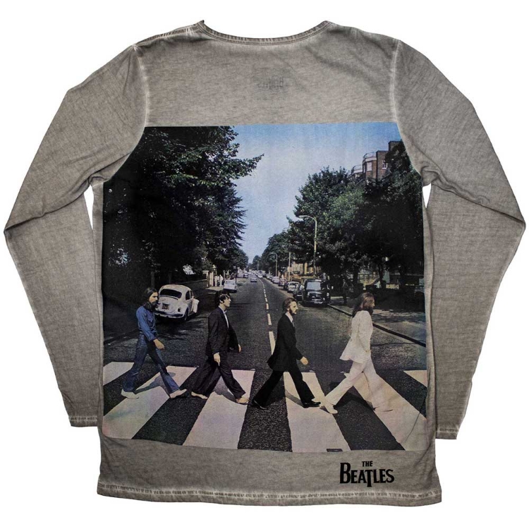 Picture of Beatles Adult T-Shirt: Abbey Road Crossing in Silver Grey Henley Long Sleeve