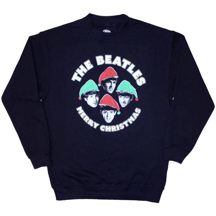 Picture of Beatles Adult Sweatshirt: Beatles Christmas Hats